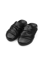 Wrinkled Leather Mule Sandals