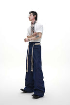 Belted Straight Cut Jeans
