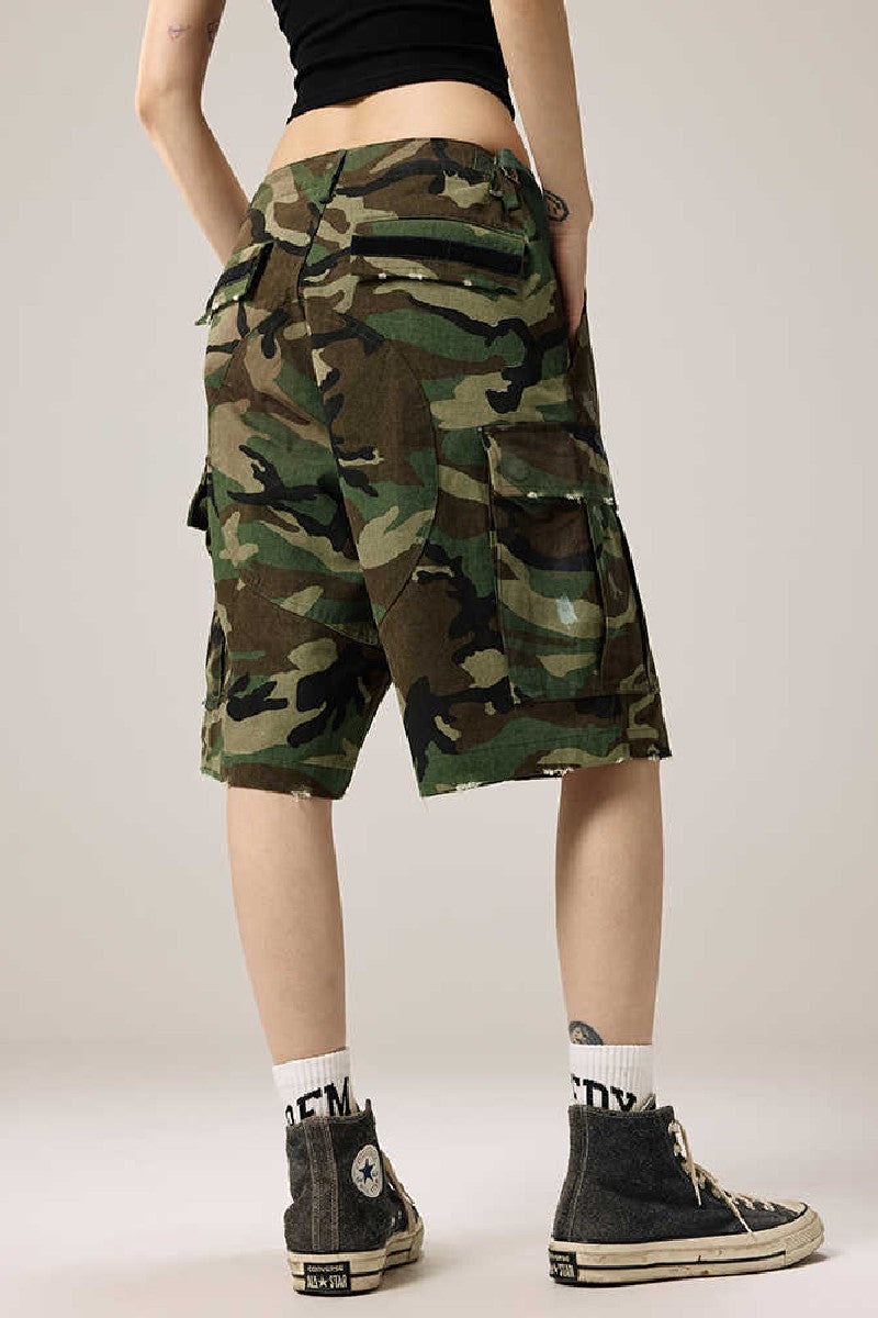 Camo Wide Leg Cargo Shorts