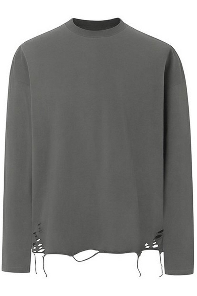 Distressed Cotton Long Sleeve