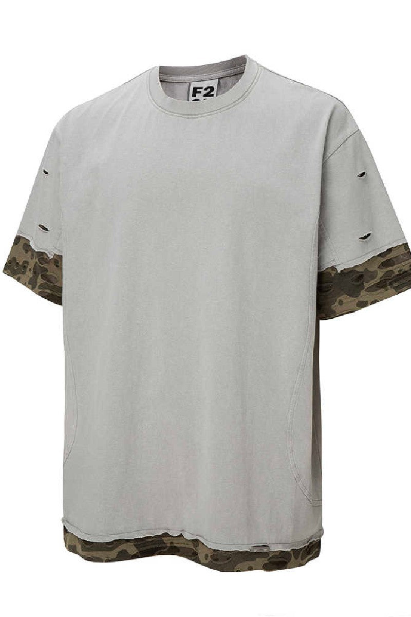 Camo Layered Distressed T-Shirt