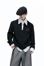 Layered Shirt Knit Sweater