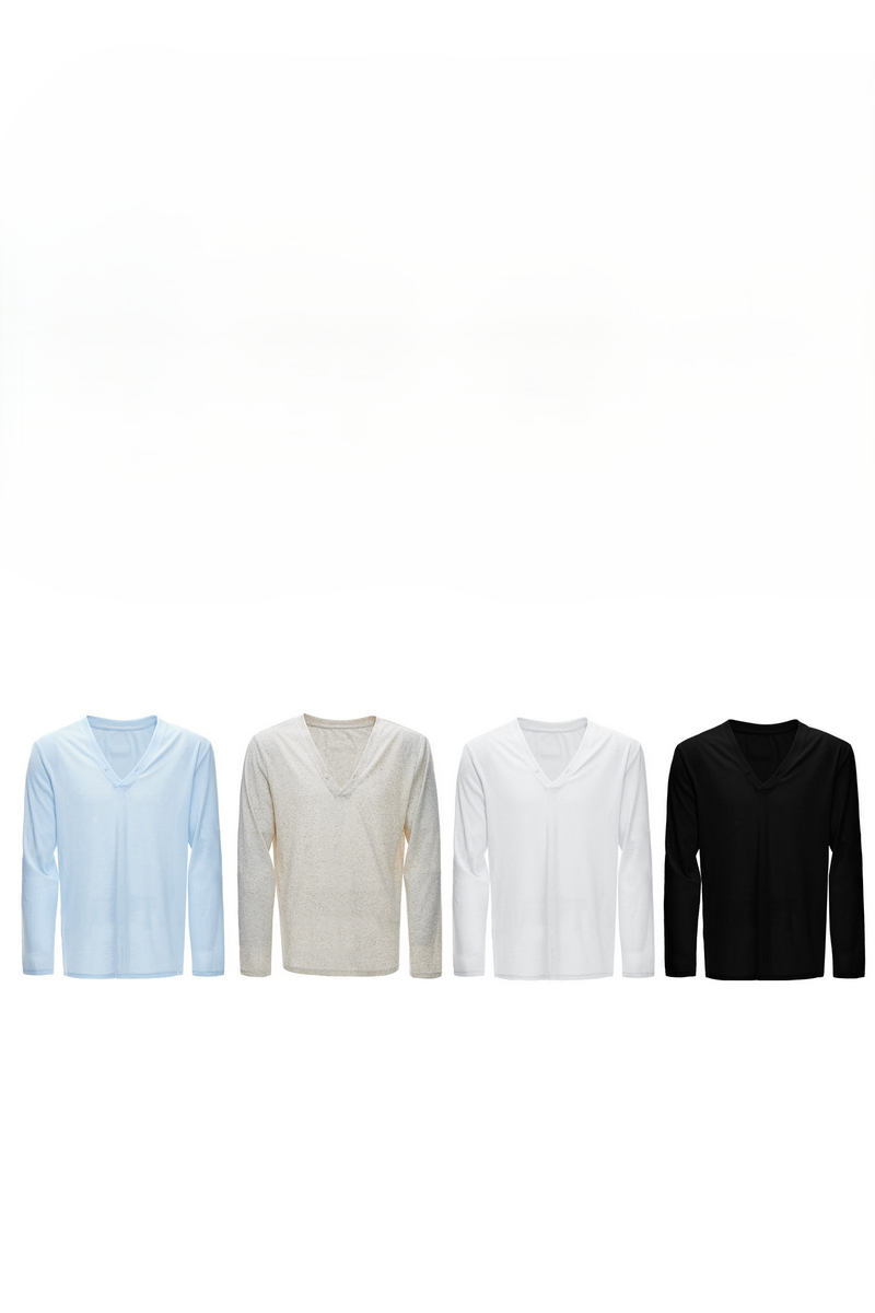 Deep V Neck Long Sleeve