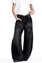Black Whisker Barrel Jeans