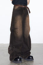 Pleated Washed Oversized Jeans - EU Only
