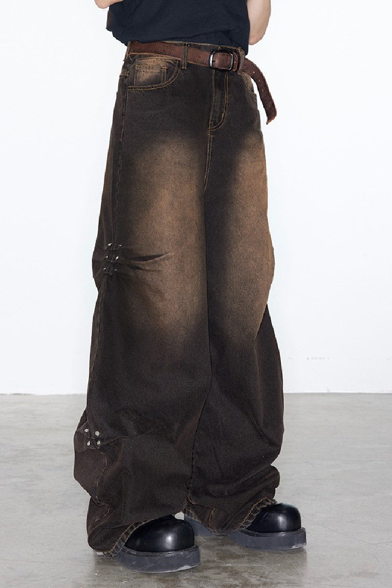 Pleated Washed Oversized Jeans - EU Only