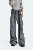 Plaid Pleated Wide Leg Trousers