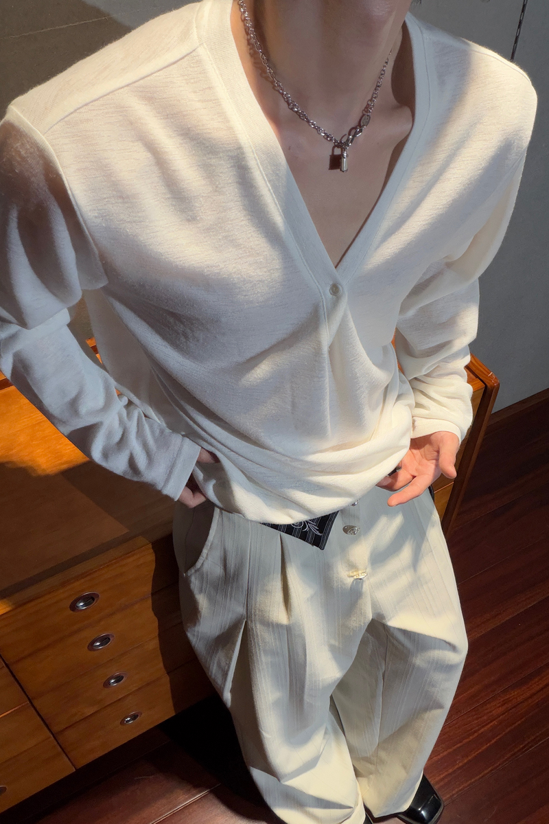 Deep V Neck Long Sleeve