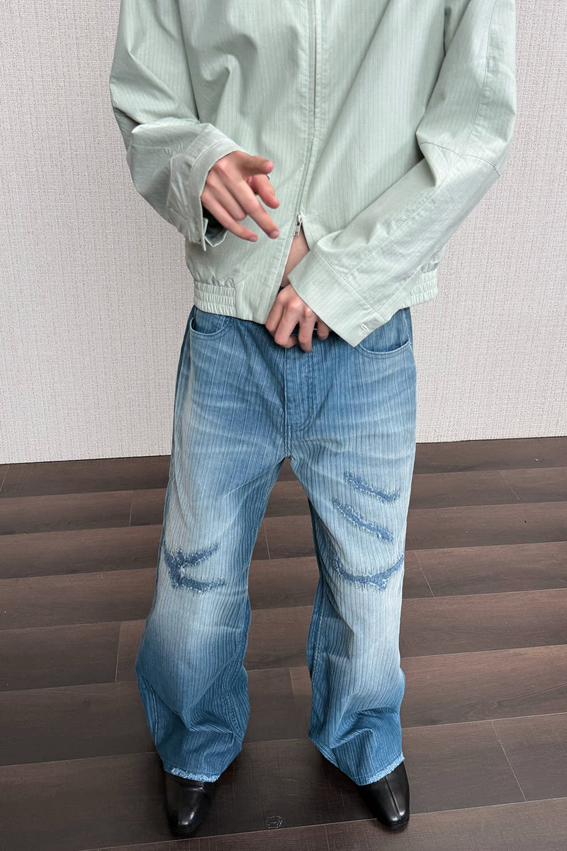 Striped Boro Patch Jeans