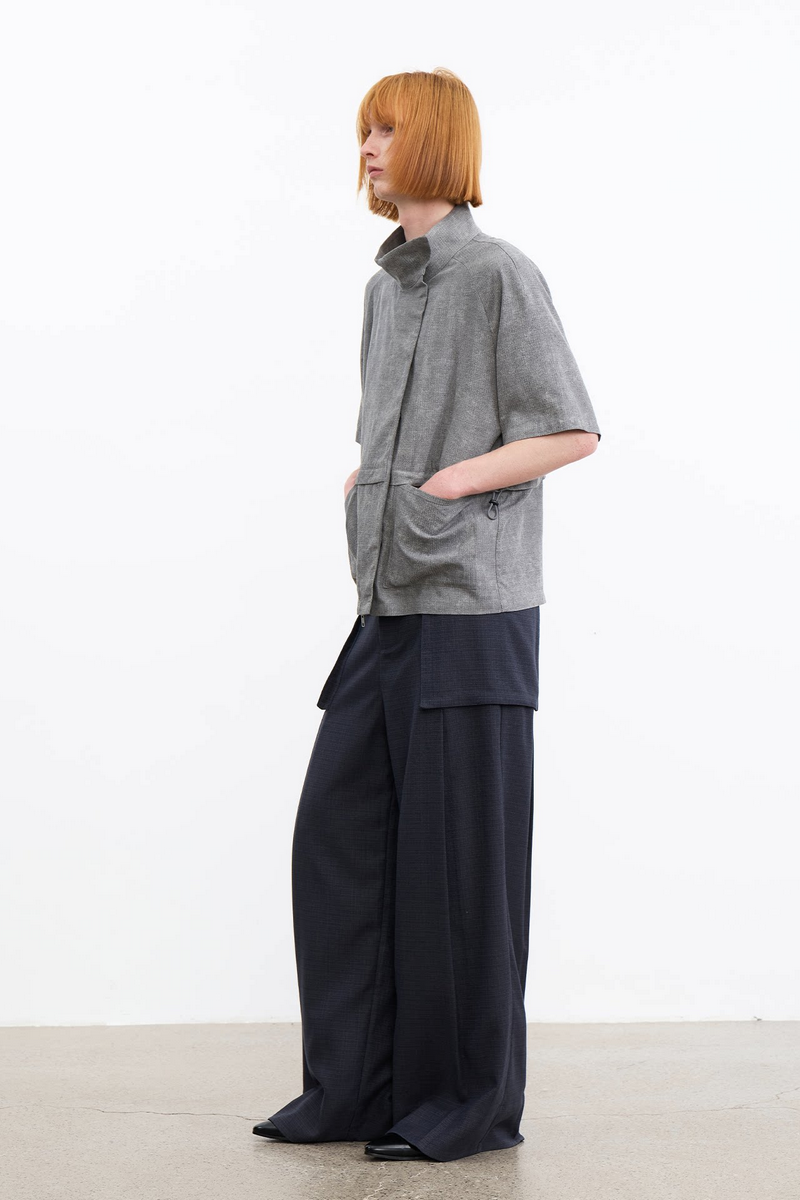 Asymmetric Collar Shirt Jacket