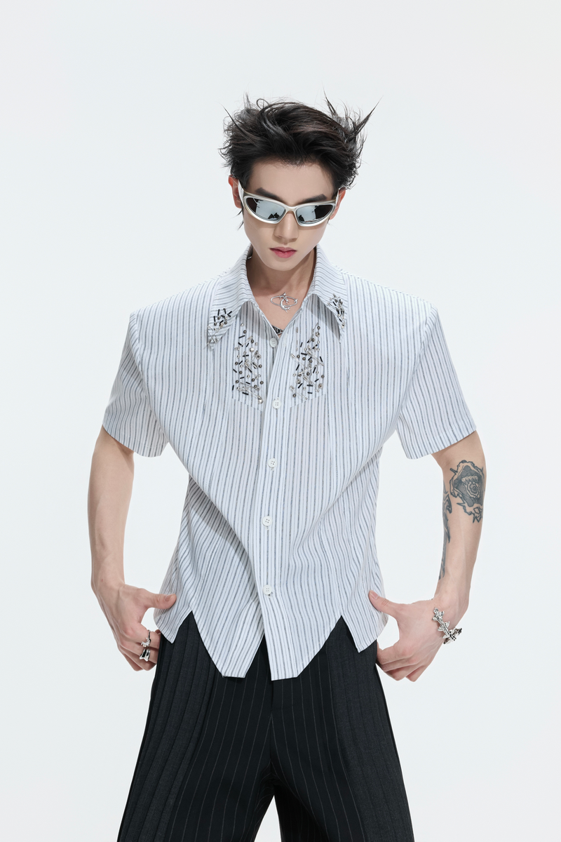 Striped Padded Shoulder Shirt