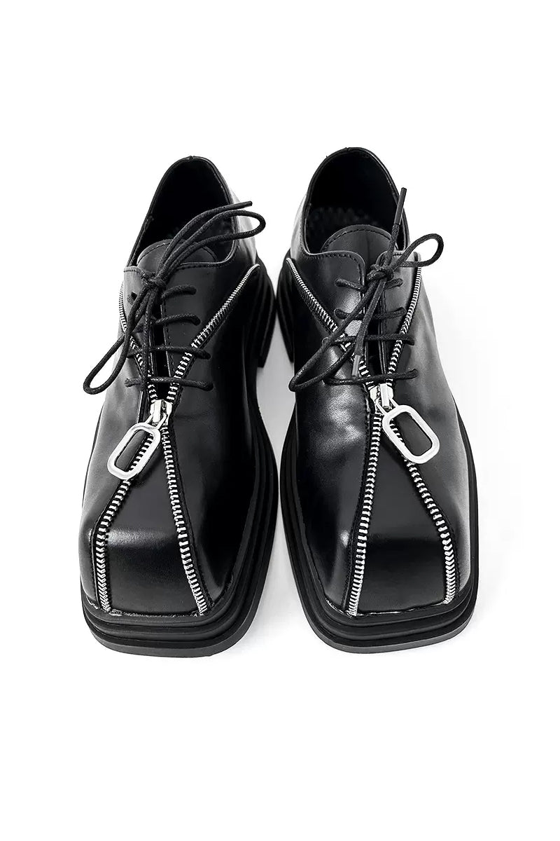 Punk Zipper Platform Derby Shoes - EU Only