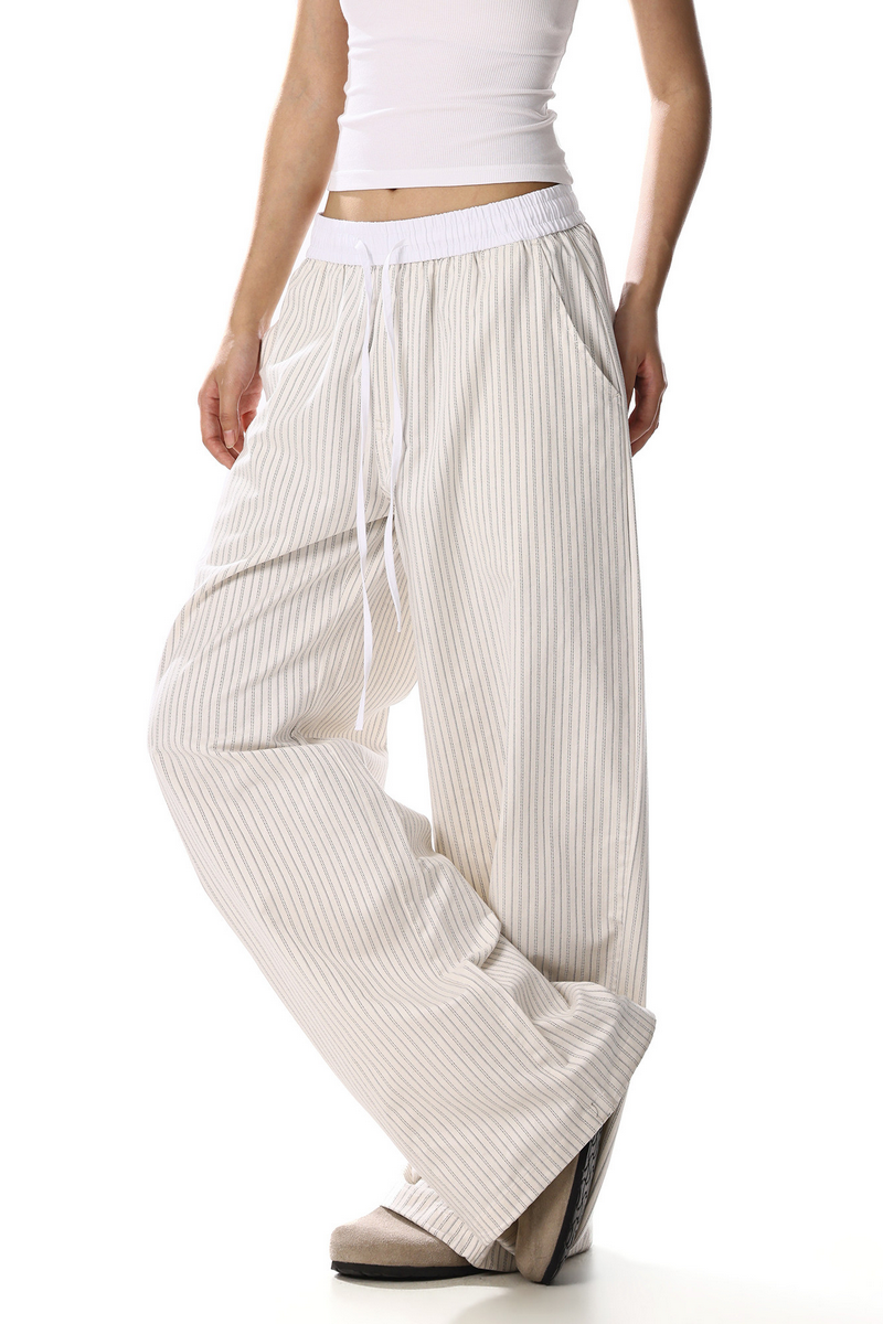 Patchwork Stripe Wide Pants