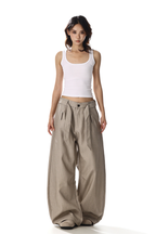 Belted Stripe Wide Pants