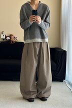 Houndstooth Pleated Wide Pants