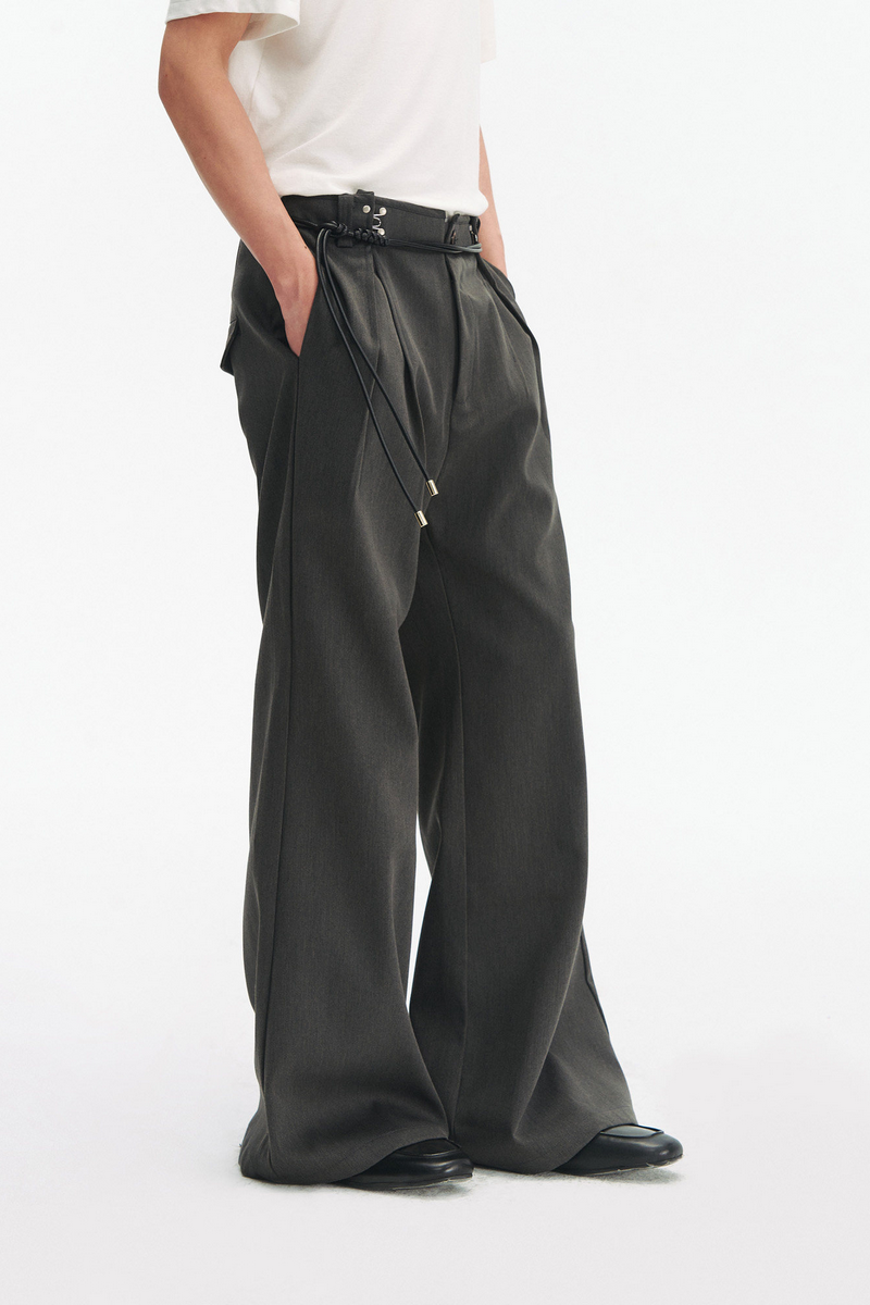 Herringbone Pleated Trousers