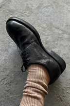 Wrinkled Pointed Derby Shoes