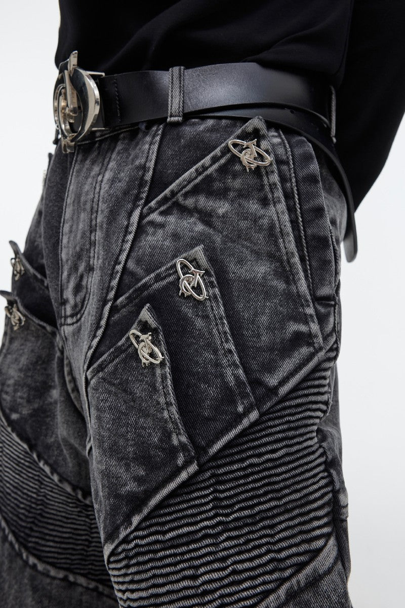 Flared Moto Jeans