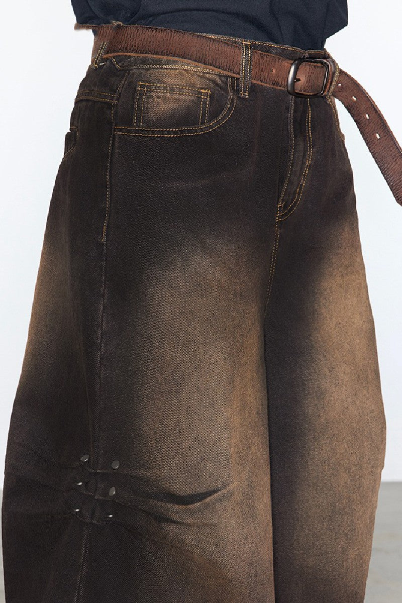Pleated Washed Oversized Jeans - EU Only