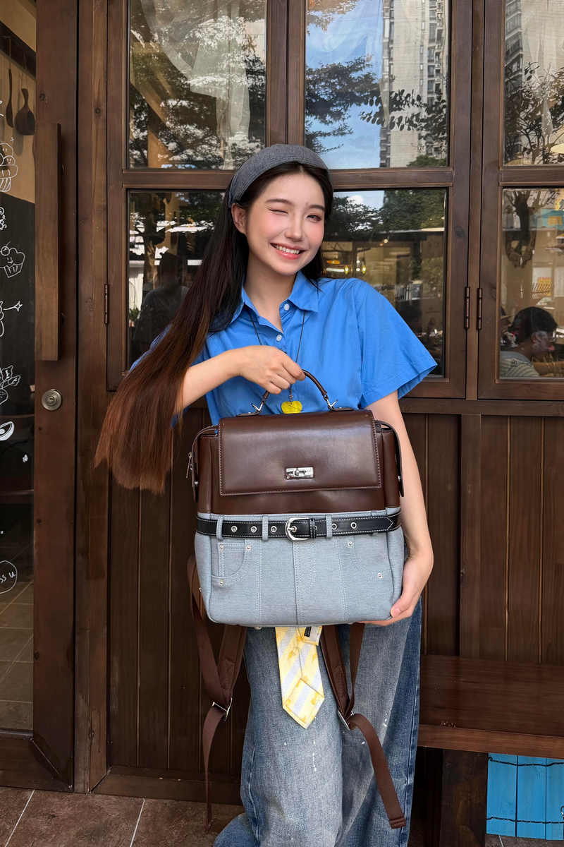 Retro Colorblock Commuter Backpack