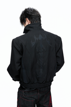Embroidered Leather Panel Jacket