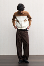 Textured Ribbed Straight Trousers