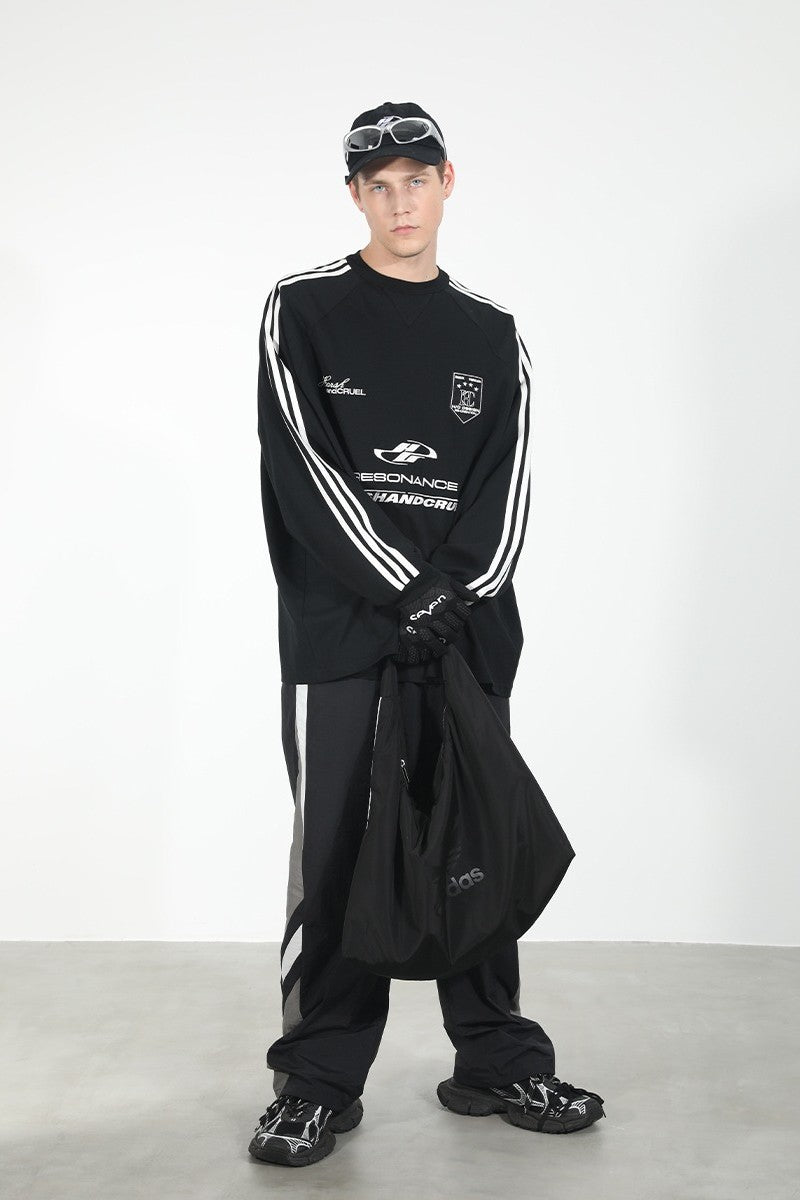 Embroidered Logo Striped Jersey L/S Tee - EU Only