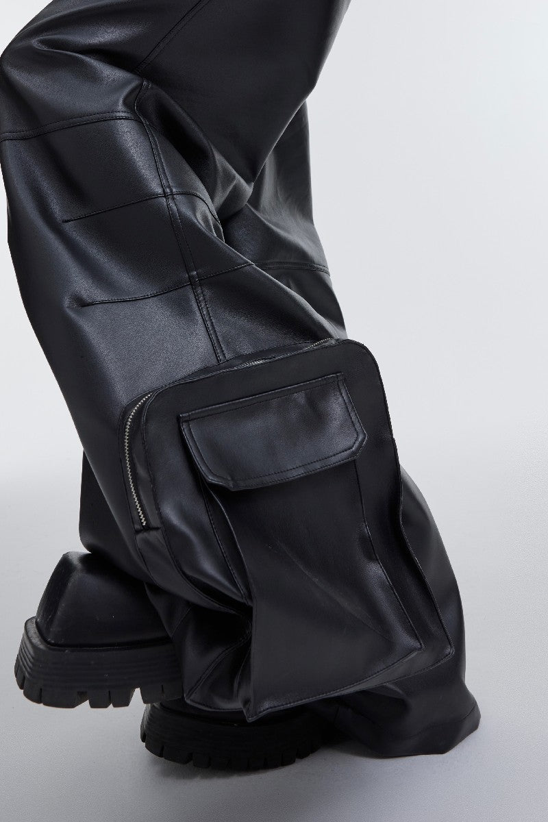 PU Leather Double Knee Trousers