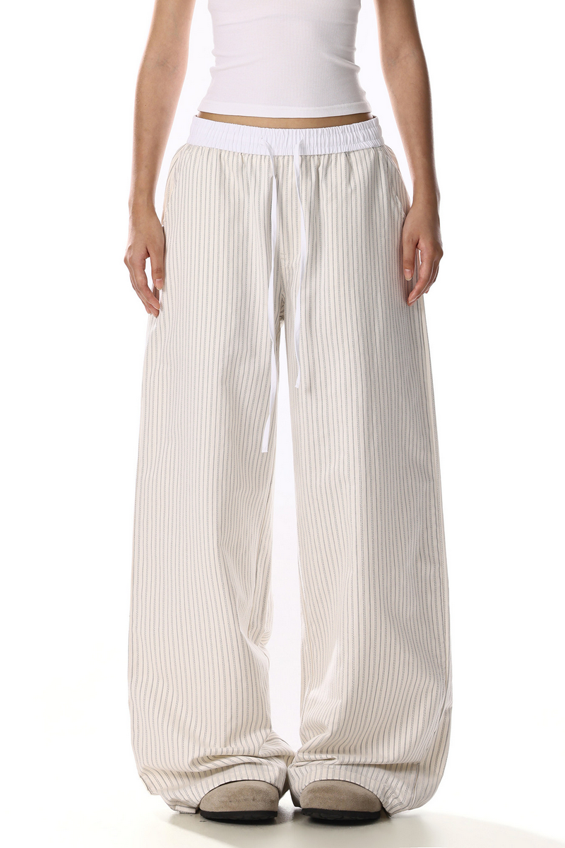 Patchwork Stripe Wide Pants