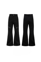 Zip Detail Flared Trousers