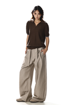 Belted Stripe Wide Pants