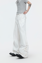 Ruched Studded Straight Jeans