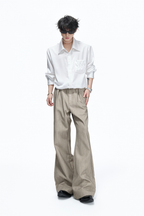 Pleated Satin Long Sleeve Shirt