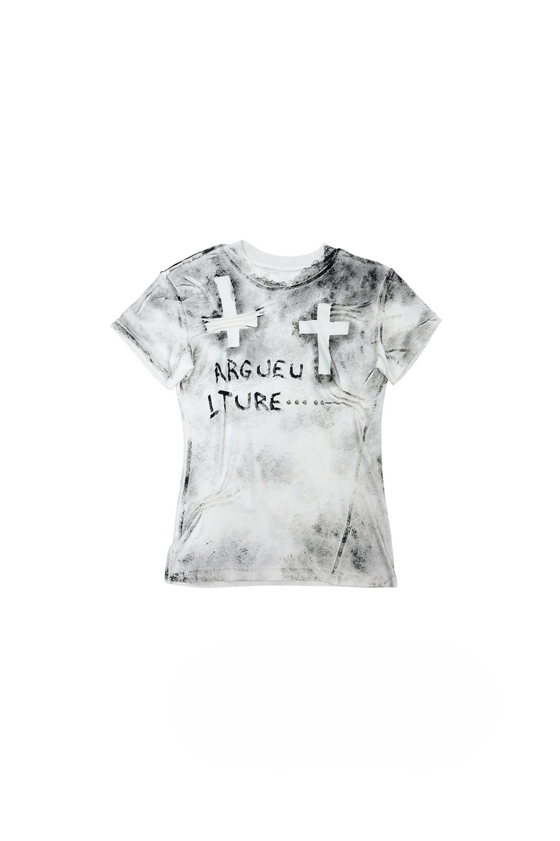 Distressed Cross Studded T-Shirt