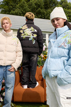 Floral Logo Embroidered Puffer Jacket - EU Only