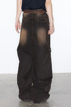 Pleated Washed Oversized Jeans - EU Only