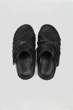 Wrinkled Leather Mule Sandals