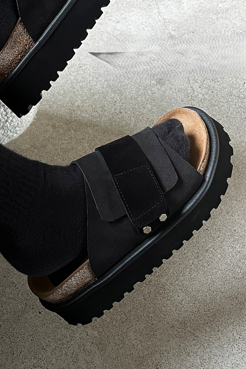 Velcro Leather Clog Sandals