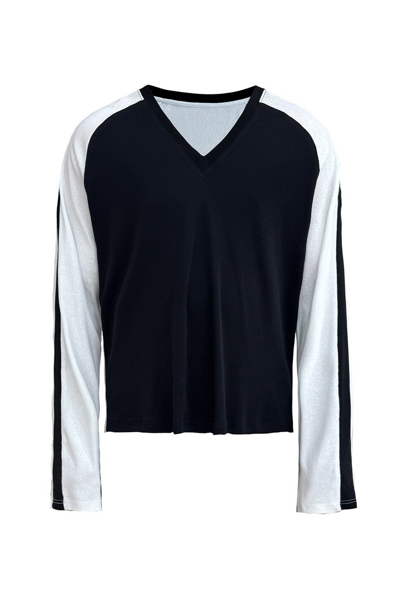 Contrast Raglan V-Neck Longsleeve