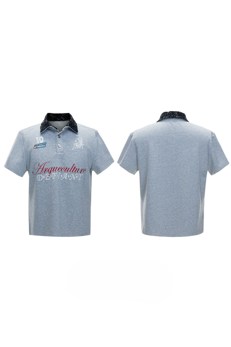 Embroidered Sequin Polo Shirt