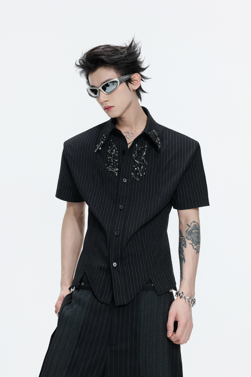 Striped Padded Shoulder Shirt