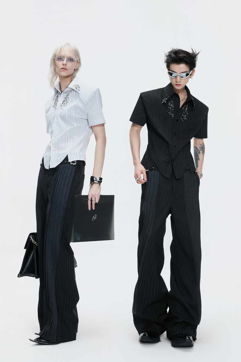 Striped Wide Leg Trousers