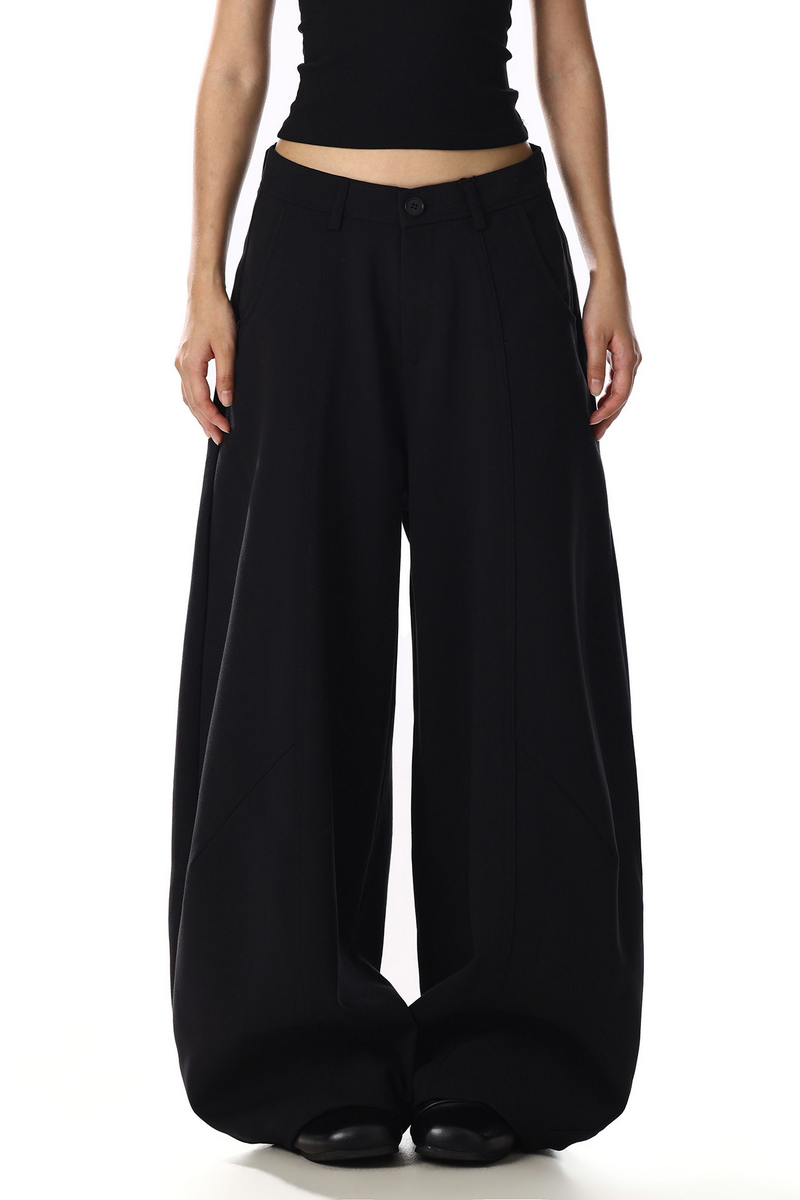 Deconstructed Curved Wide Pants