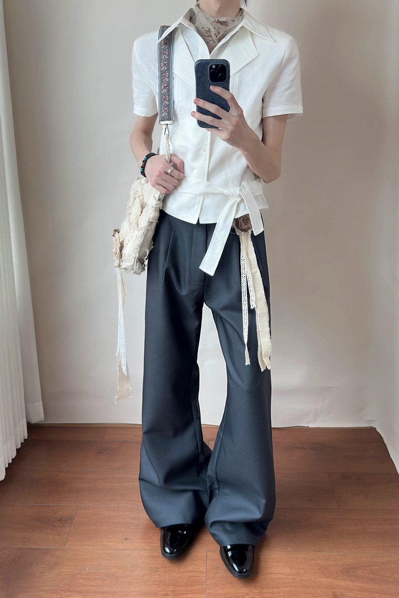 Layered Embroidered Linen Shirt