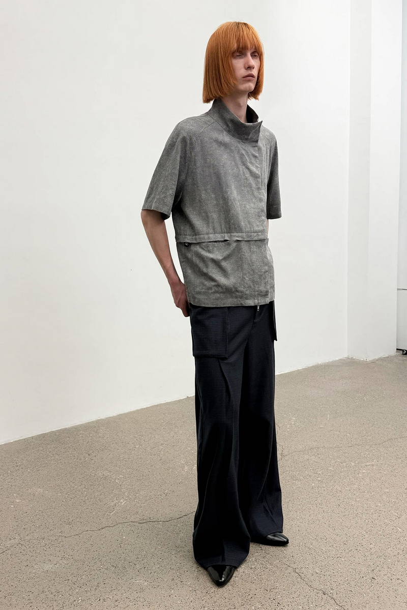 Asymmetric Collar Shirt Jacket