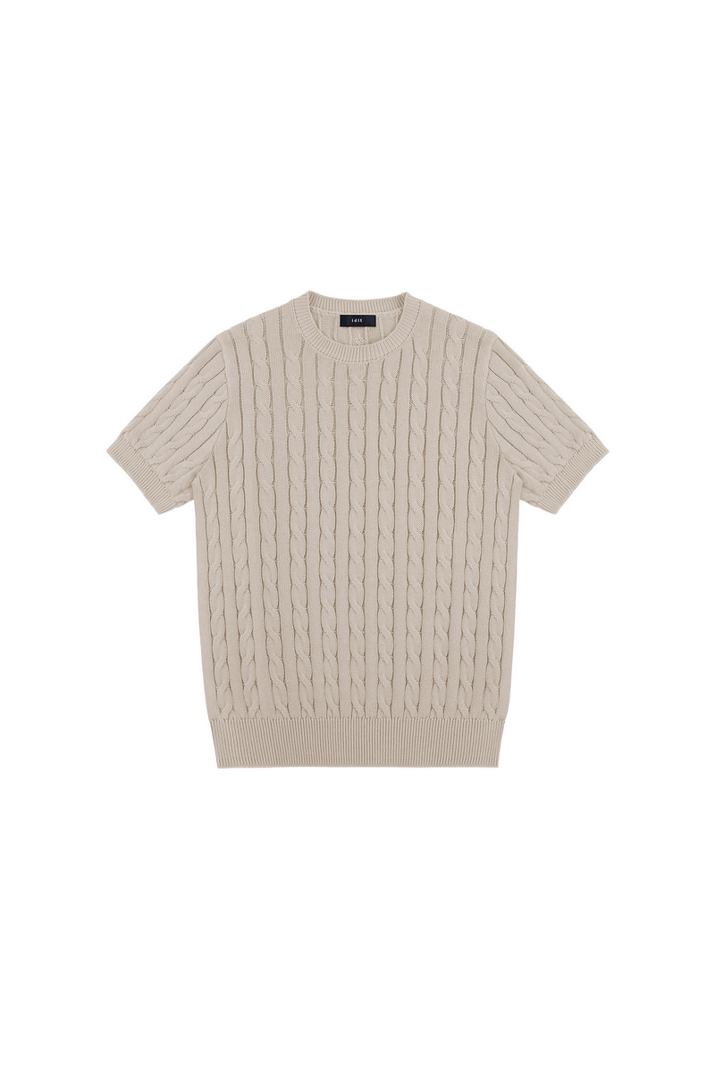 Cable Knit Crewneck T-Shirt