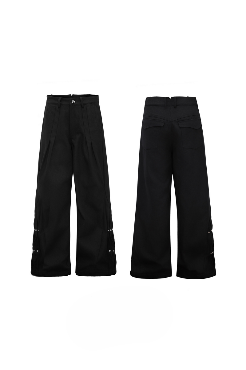 Ruched Studded Straight Jeans