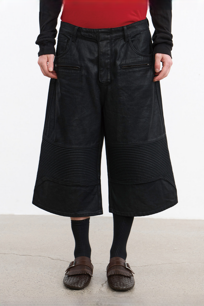 Waxed Biker Capri Jeans