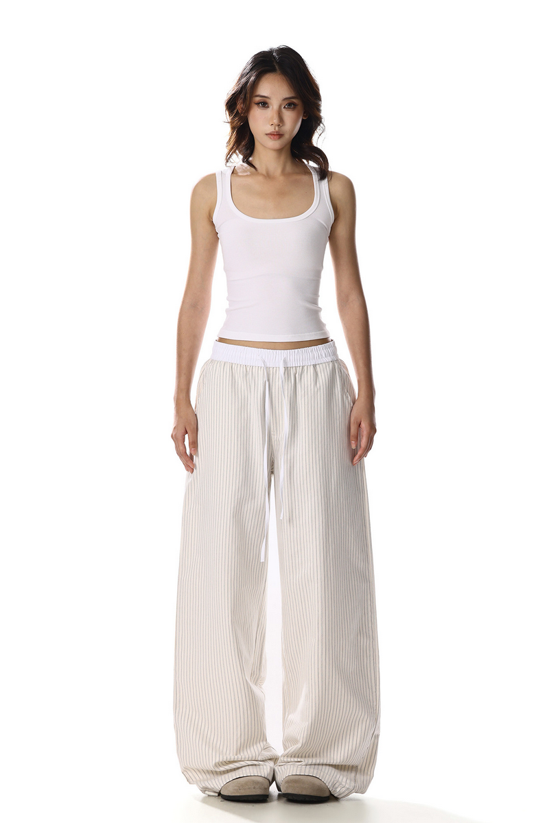 Patchwork Stripe Wide Pants