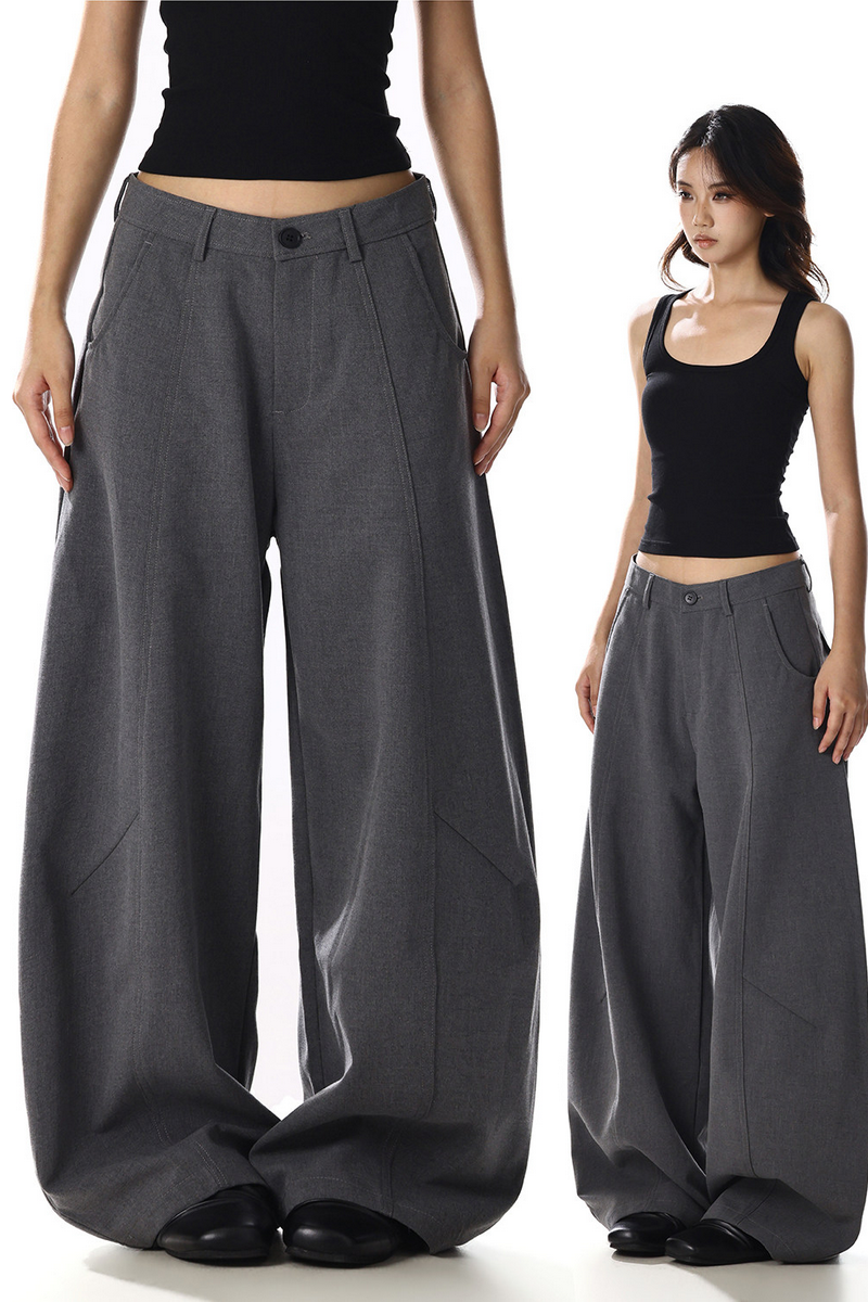 Deconstructed Curved Wide Pants
